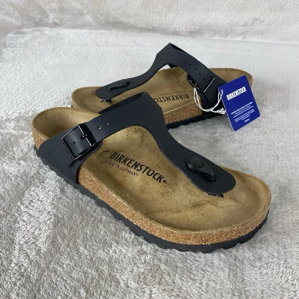 Birkenstock Gizeh Sandals Womens US 11 EU 42 Black Birko-Flor Regular Fit NEW